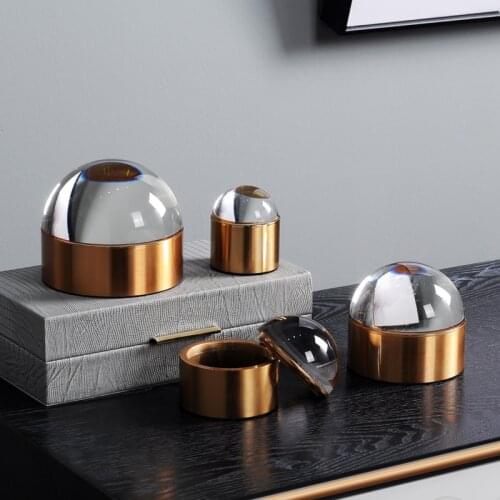 Crystal Glass Transparent Lid Storage Tank New Chinese Model Room Creative Jewelry Luxury Storage Tank Decoration