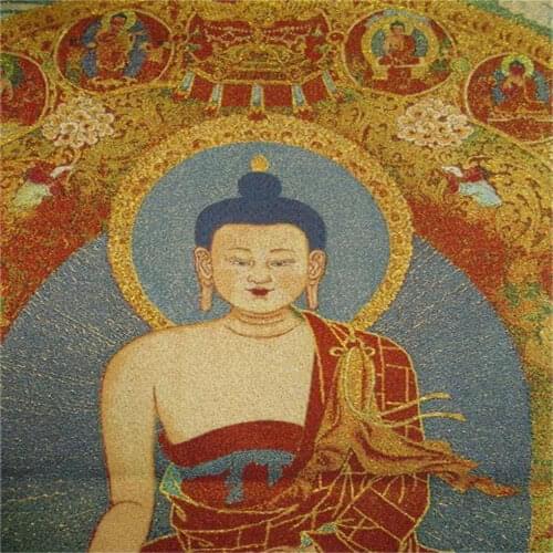 Religious Buddha Thangka embroidery silk embroidery brocade Thangka painting Sakyamuni Buddha