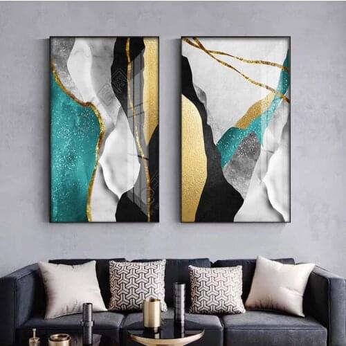 Nordic Canvas Painting Modern Abstract Luxury Line Posters Prints Wall Pictures for Living Room Bedroom Decor Gold Art Poster