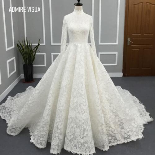 Wedding Dress A-Line Lace Full Sleeves Chapel Train Marry With For Party Plus Size Bride Gown Vestidos De Novia