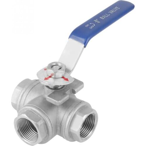SUS304 Pipe Ball Valve Three-way T-Type Female Thread 34" DN