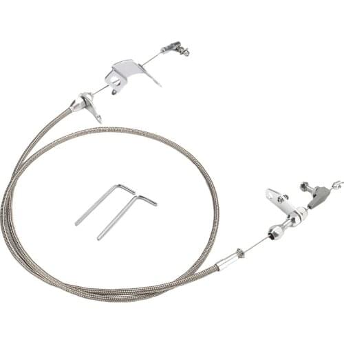 Stainless Steel Braided Kick Down Cable Gas Throttle Cable Assembly Detent Fit for Chrysler 727 -Silver