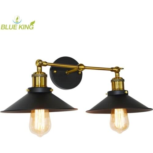Vintage Loft Metal Double Heads Wall Light Retro Wall Lamp Country Style Lighting Fixtures for Home Decor