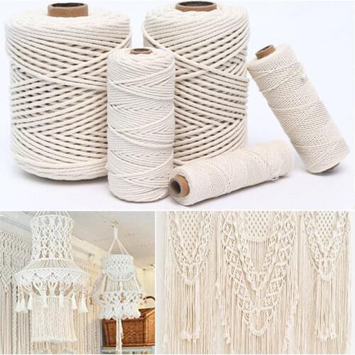 2-100M Natural Cotton Twisted Rope 1/2/3/4/5/6/8/10mm Macrame Cotton Cord Twine String DIY Craft Knitting Christmas Wedding Deco