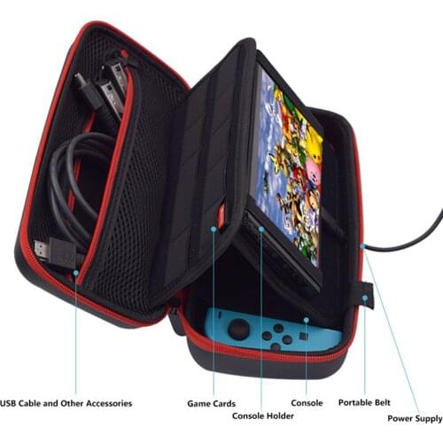Waterproof Anti-impact Portable Travel Case with Charge Hole for Nintend Switch Console Accessories Stand Version Storage Bag