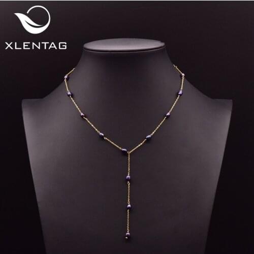 XlentAg 925 Sterling Silver Natural Fresh Water Pearl Pendant Necklace For Women Gift Wedding Party Fine Jewelry Colar GN0095