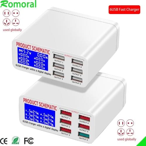 Multiport USB Charging With LCD Display USB Charger Adapter Hub EU US UK Plug Mobile Phone Fast Charger for iPhone Xiaomi HUAWEI