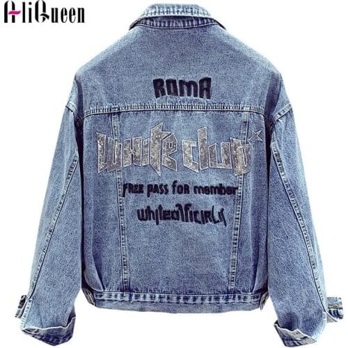 Designer Letters Jean Jacket for Women Vintage Loose Long Sleeve Short Denim Jackets Female Korean Embroidery Coats Streetwear