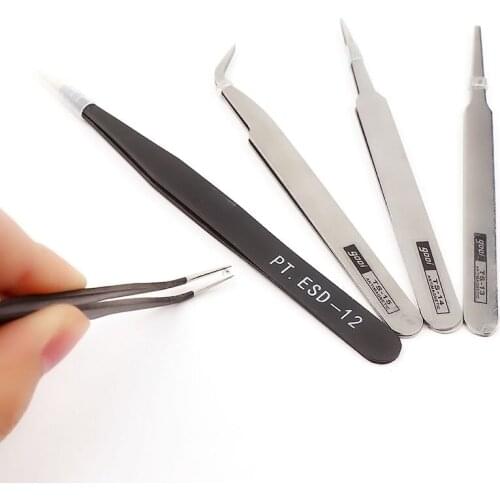 1Pc Anti-Static Curved Stainless Steel Curved Straight Eyebrow Tweezers Eyelash Extension Nail Art DIY Nail Art Tools Kit