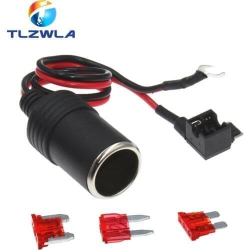 100pcs Pure Copper Car Cigarette Lighter Charger Cable Female Socket Plug Connector Adapter Cable Fuse