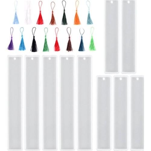 25PCS Rectangle Silicone Bookmark Molds with Tassels 3 Sizes DIY Bookmark Mold for Resin Casting Resin Jewelry Art Craft