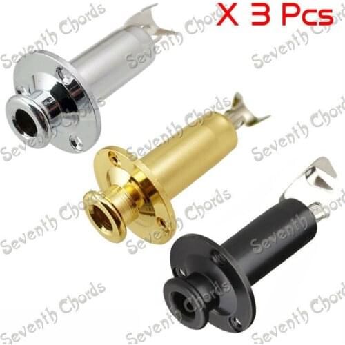 3 Pcs Brass Acoustic Electric Guitar End Pin output Input Jack,Guitar Plug Socket 6.35 for guitar parts