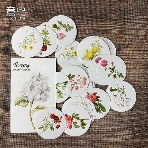 46pcs Paper Floral Stiker Set Tulip Flowers Adhesive Stationery Sticker Decor Label For Scrapbooking Diary Journaling