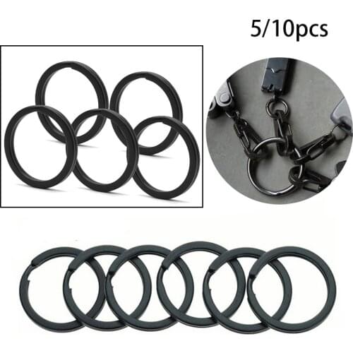 5PCS Black Stainless Steel Metal Keys Ring Carabiner EDC Keychain Keyring Connectors Locking Key Holder Hiking Outdoor Tools