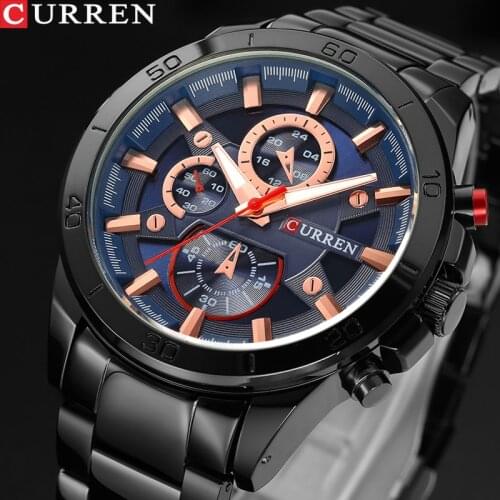 CURREN Hot Fashion Full Stainless Steel Watches erkek saat Casual Mens Watch Analog Sport Wristwatch Quartz Clock часы мужские