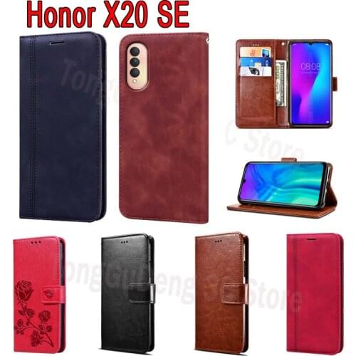 Fine Magnetic Card Book For Honor X20 SE Case Wallet Flip Leather Phone Shell Cover On Honor CHL-AN00 X20SE Case Etui Coque Bag