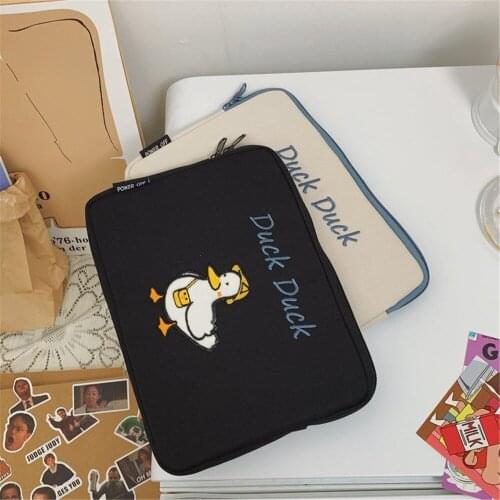 Cute Duck iPad Pouch Bag Shockproof Korean Girls Cartoon Tablet iPad Sleeves for iPad Pro 9.7 10.5 11 12.9 Inch Liner Bag Cover