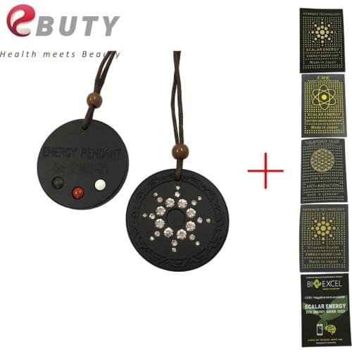 EBUTY Black Men Pendants Lava Stone Energy FIR with Crystal Charms Gift Set with Anti-radiation Sticker Health