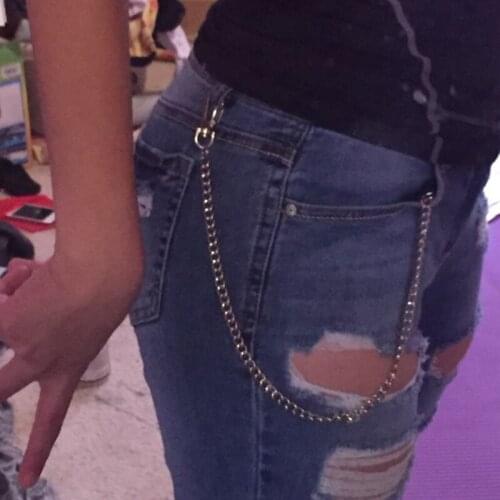 41CM Long Metal Wallet Belt Chain Rock Punk Trousers Hipster Pant Jean Keychain Silver Ring Clip Keyring