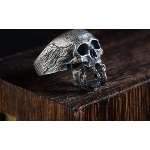 FNJ 925 Silver Ring for Men Jewelry 100% Original Pure S925 Sterling Silver Rings punk Skull