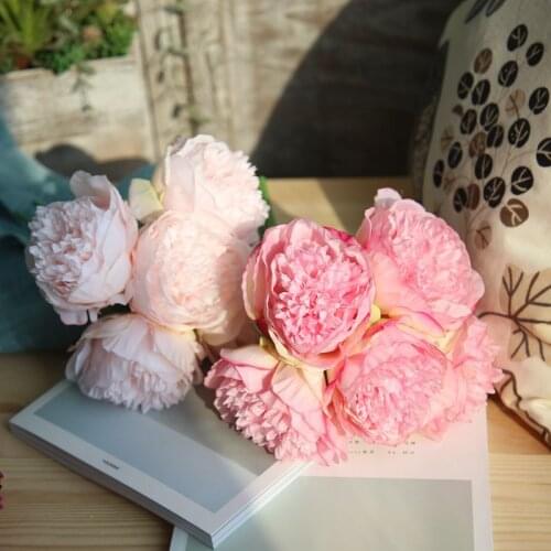 33cm 1 bunch Artificial flower five-headed peonies bouquet home decoration wedding holding flowers road lead wall