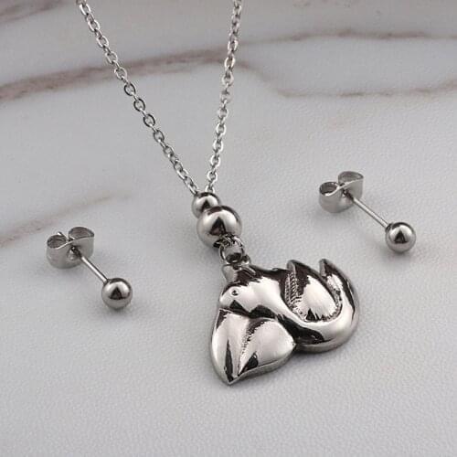 Fashion Women Men Silver Color sets Stainless Steel Round Pendant Necklace Sets Jewelry
