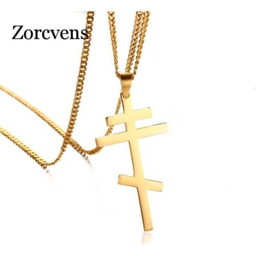 Modyle 2020 High Quality Punk Vintage Gold Silver Color Stainless Steel Christian Orthodox Cross Pendant Necklace Men Women