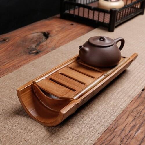 Small Tea Tray Tea Set Tray Mini Rectangular Small Number Home Modern Minimalist Bamboo Storage Water Dry Foam Tea Tray