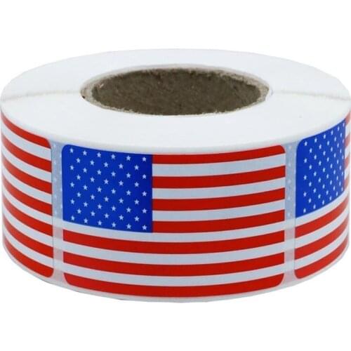 2 x 1.22 Inch 250Pcs/roll American Flag Stickers Sealing labels for Wedding decoration DIY Party Supplies USA Patriotic Sticker