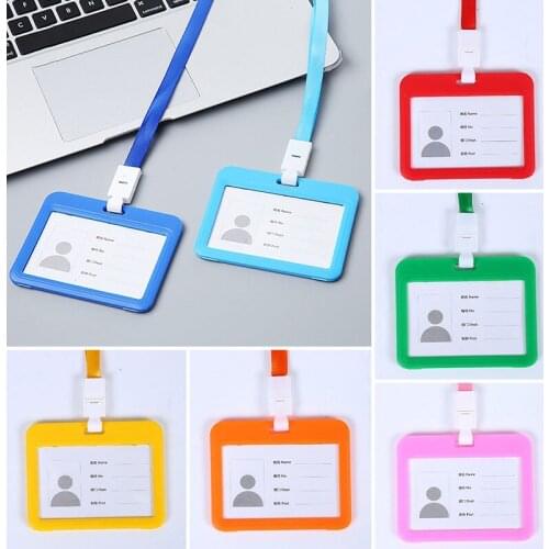 New Work Card Holders With Rope Student Plastic Card Holder Employee Name ID Card Cover Metal Work Certificate Identity Badge