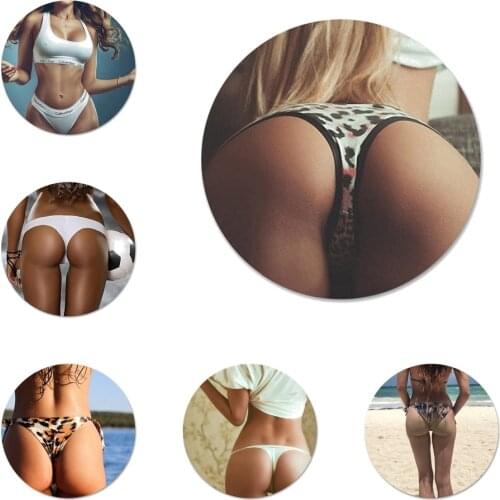 New Arrival Sexy ass Underwear Bikini Woman girl Badge Brooch Pin Accessories For Clothes Backpack Decoration gift 58mm