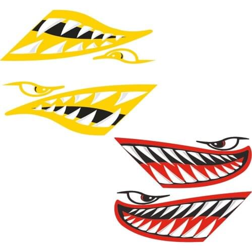 Porable 4 Pieces Vinyl Large Shark Teeth Mouth Decals Art Stickers for Kayak Canoe Boat Fishing Motorcycle Car Truck Sticker