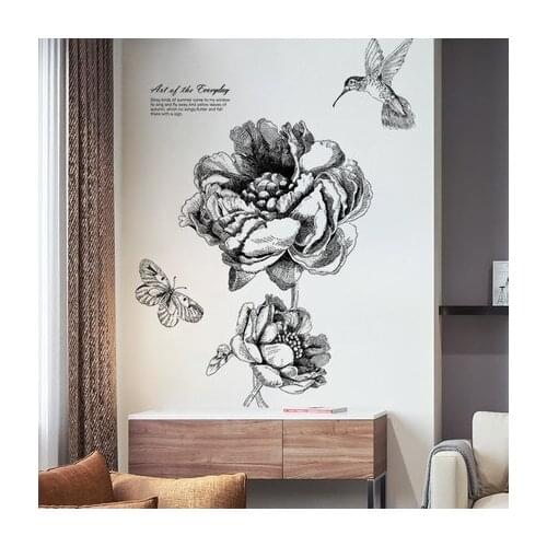 Hand-painted Flower Vinyl Decal Creative Wall Stickers Girl Bedroom Wall Decor Wall Design Wallpaper Living Room Decoration