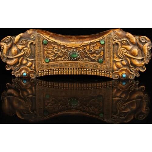 Collect antiques china miscellaneous crafts jade Carved elephant head antique pillow box and jewelry box