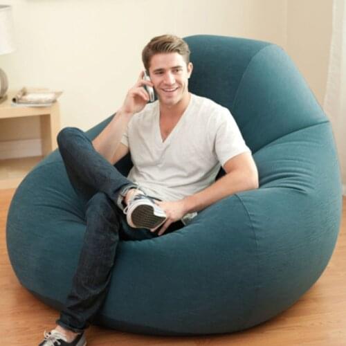 Flocking Single and Back Lazy Leisure Inflatable Sofa Cyan Simple Portable Multifunctional Outdoor Beach Furniture Garden Bed