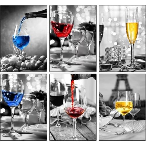 XUEQIXIAOZU 5D Diamond Painting Mosaic Wine Glass Diy Art Deco Personality Square/Round Rhinestone Embroidery Home Decoration