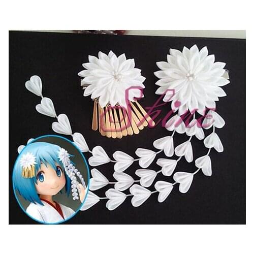 Puella Magi Madoka Magica Miki Sayaka Hairpin Woman Hair Clasp For Cosplay Hair Accessories Headdress Hand-made White Headwear