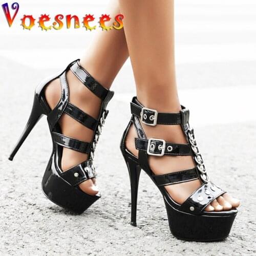 Gladiator Shoes Women Steel Tube Dancing Striptease Walking Show Sandals Model high-heeled 13cm Rom Sandals Platform Club Shoes