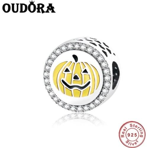925 Silver Pumpkin Charm Bead Fit Original Pandora Charms Silver 925 Bracelet Clear Zircon Bead Women Fashion Jewelry Berloque
