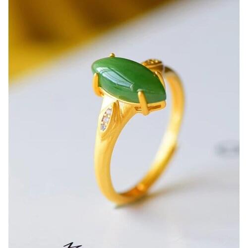 Jadery Vintage 18k Gold Jewelry Natural Jade Jasper Gemstone Rings For Women 925 Sterling Silver Ring Wedding Fine Jewelry Gifts