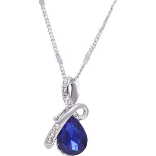 Crystal Necklace For Women Water Drop Pendant Crystal Jewelry Girls 2021 Trendy Clavicle Chain For ValentineS MotherS Day Gift
