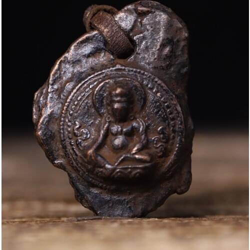 Home Decor 2" Tibet Buddhism Old Bronze Yellow God of Wealth Buddha Statue Amulet Pendant Zang La Sebo