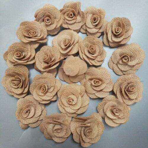 20Pieces/Bag Chocolate Rose Handmade 3.5CM Fabric Rose Cotton Cloth Flower Hand DIY Wedding Bouquet Material Hair Accessories