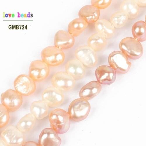 5-6mm Natural White Pink Freshwater Pearl Baroque Gem Irregular Beads Strand 15" for Bracelets Necklace Jewelry Making