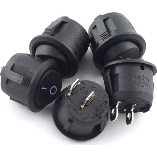 5 PCS/LOT Small Round Rocker Switch Black 2-Pin 2-Files 3A/250V 6A/125V Seesaw Power Switch Round Switch 16*10mm Switch