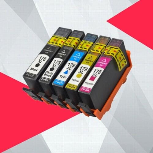 5PK compatible Ink Cartridge for HP 178 for HP178 178XL Photosmart 5510 5515 6510 7510 B109a B109n B110a Printer