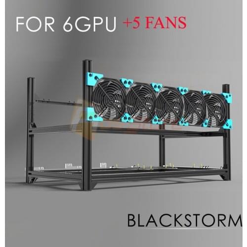 6 GPU 5 FANS Miner Mining Rig Aluminum Stackable Open air Mining Case Computer ETH Frame Rig for bitcon Miner Kit Ethereum
