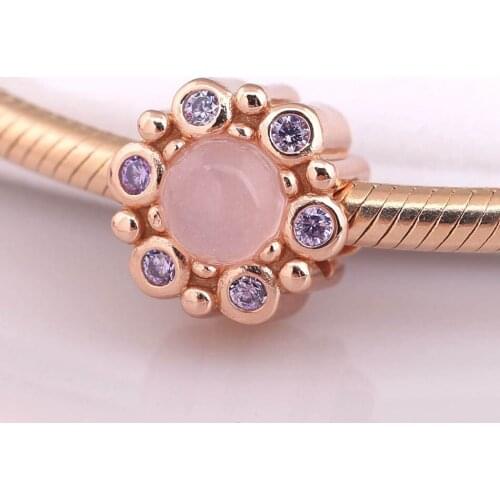 Authentic S925 Silver Bead Rose Heraldic Radiance With Crystal Charm fit Lady Bracelet Bangle DIY Jewelry