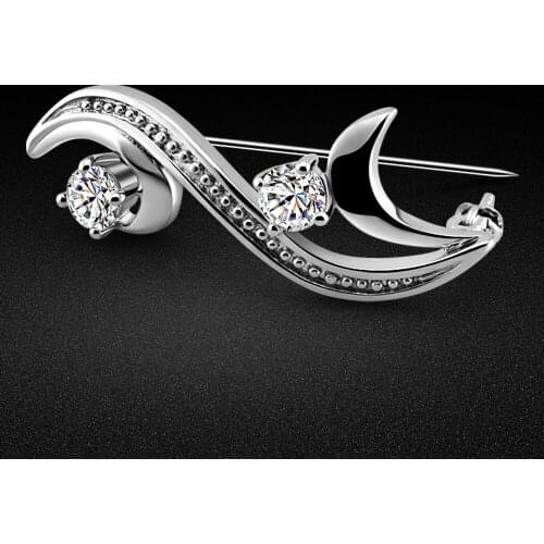 New girls 925 silver brooch charm jewelry zircon inlaid design brooch solid silver accessories Valentines Day gift