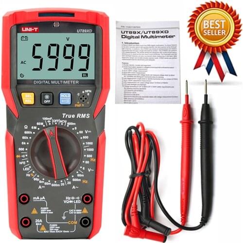 UNI-T UT89XD Digital Multimeter True RMS Tester AC DC Voltmeter Ammeter 1000V 20A Capacitance Frequency Resistance LED Measure